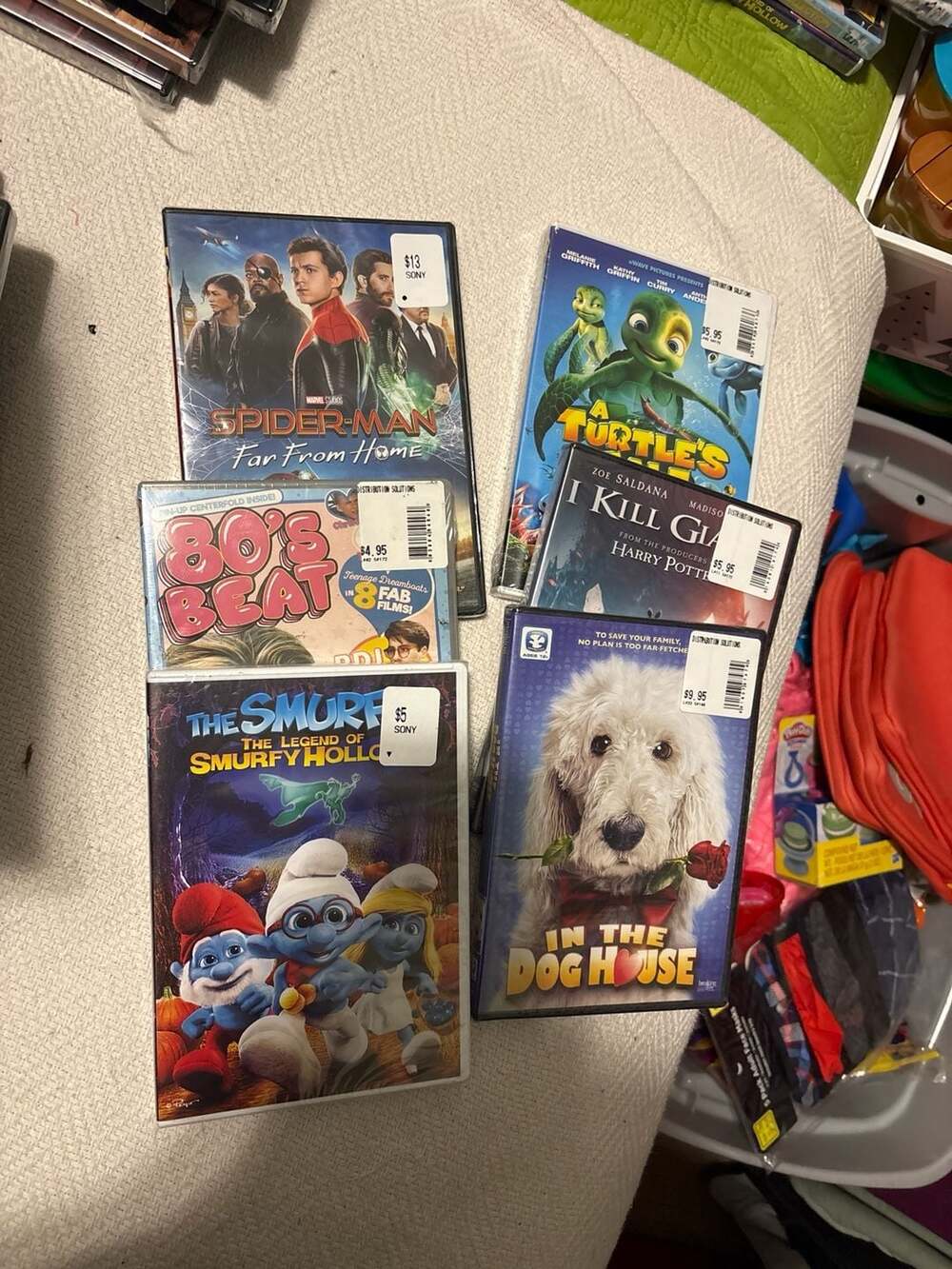 Lot of 6 DVDs Spider-Man Far From Home Smurfs 80's Beat I Kill Giants